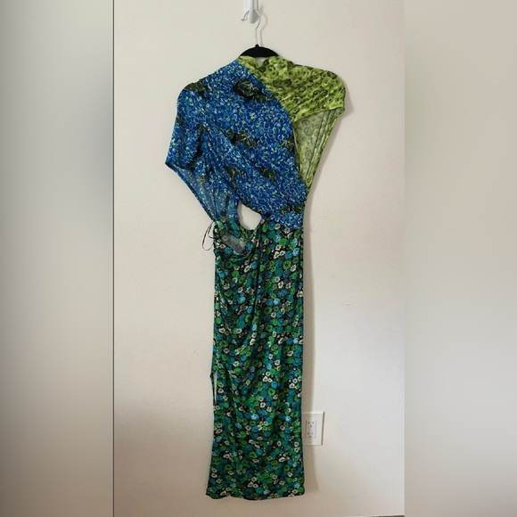 ZARA Blue Green Floral Print Cutout Dress Midi 8960/634/445 Bloggers favorite - Picture 5 of 5